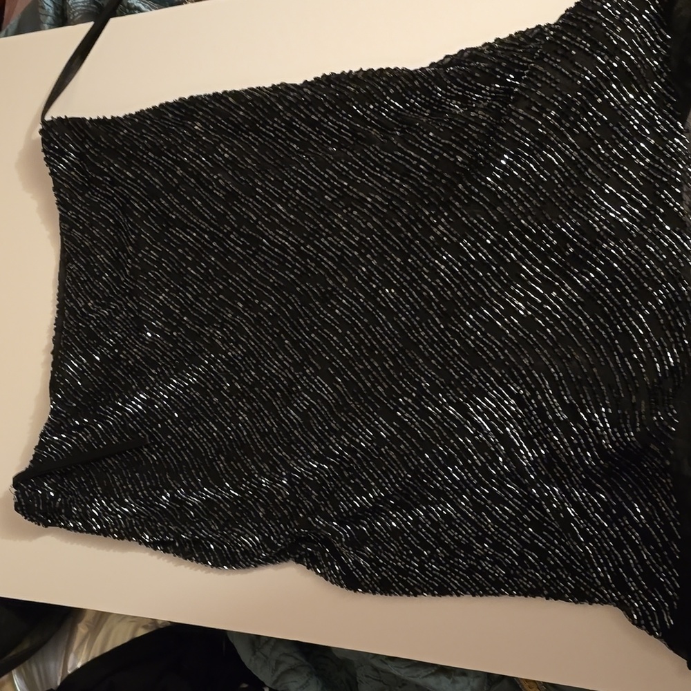 Scala Black Sequin Midi Skirt
